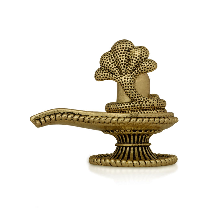Shivling with Nagam Statue - 1.5 x 1.75 Inches | Brass Idol / Shiva Lingam Murti For Pooja