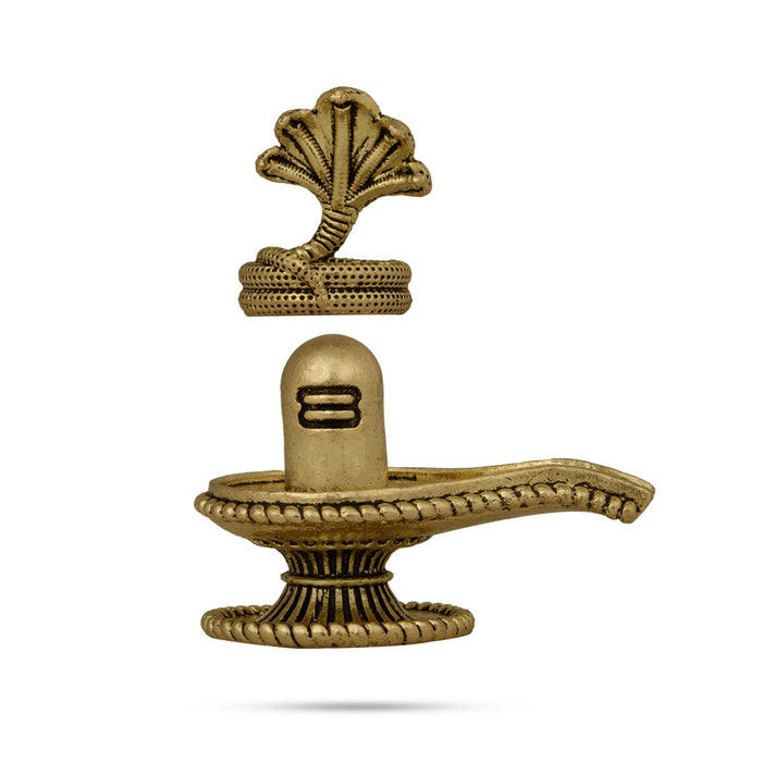 Shivling with Nagam Statue - 1.5 x 1.75 Inches | Brass Idol / Shiva Lingam Murti For Pooja