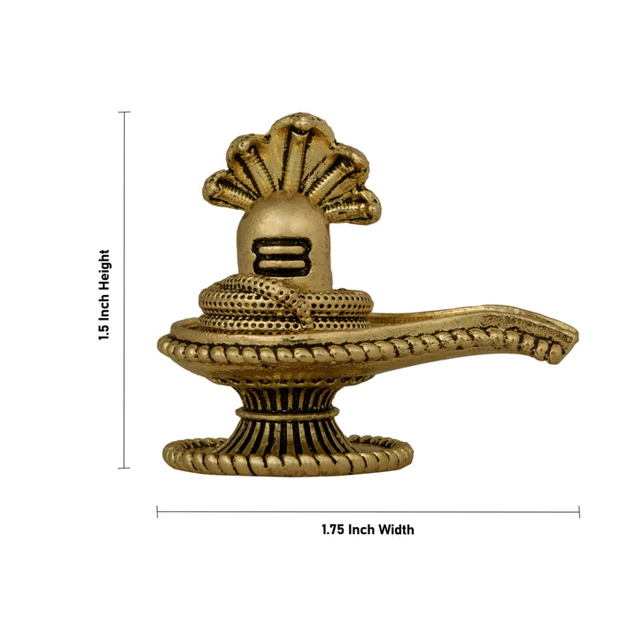 Shivling with Nagam Statue - 1.5 x 1.75 Inches | Brass Idol / Shiva Lingam Murti For Pooja