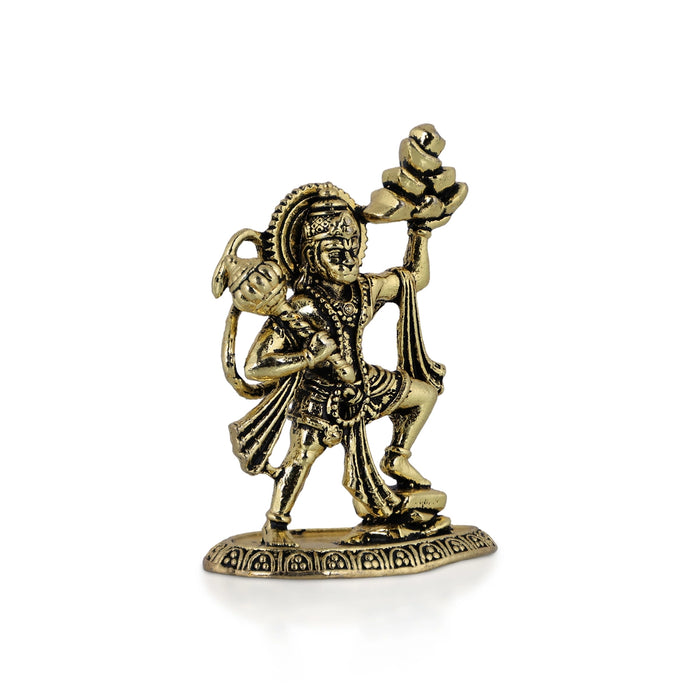 Sanjeevi Hanuman Standing on Base Statue - 1.75 x 1.25 Inches | Brass Idol/ Anjaneyar Murti For Home