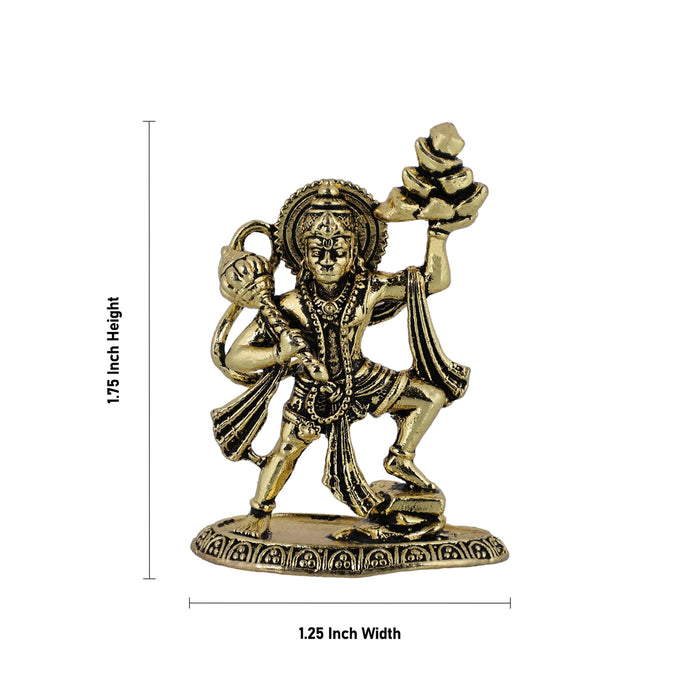 Sanjeevi Hanuman Standing on Base Statue - 1.75 x 1.25 Inches | Brass Idol/ Anjaneyar Murti For Home
