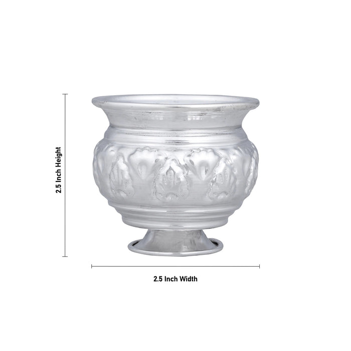 Chandan Cup With Base - 2.5 x 2.5 Inches | Small Bowl/ Small Cup/ White Metal Pooja Bowl for Home