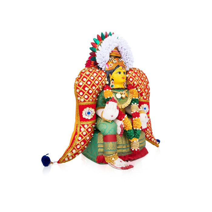 Varalakshmi Amman Statue - 16 x 11.5 Inches | Decorative Ammavari Idol for Pooja