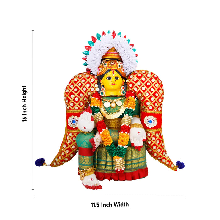 Varalakshmi Amman Statue - 16 x 11.5 Inches | Decorative Ammavari Idol for Pooja