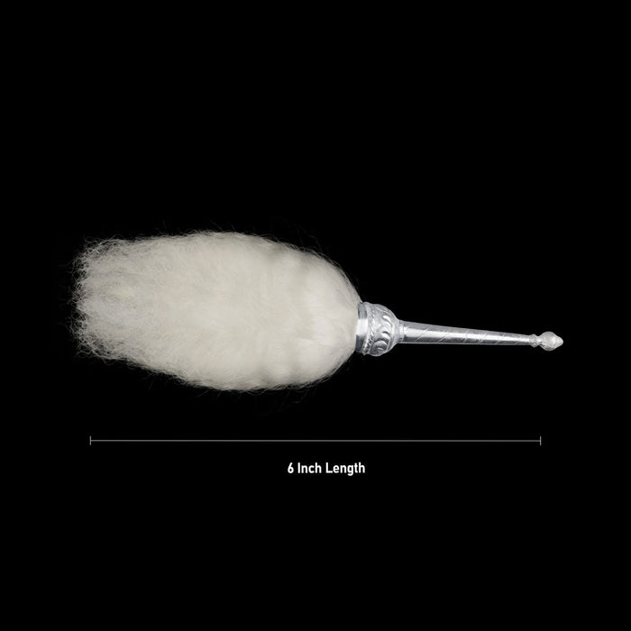 Venchamaram - 6 Inches | Chanwara/ White Metal Handle Chawar/ Chaur for Deity