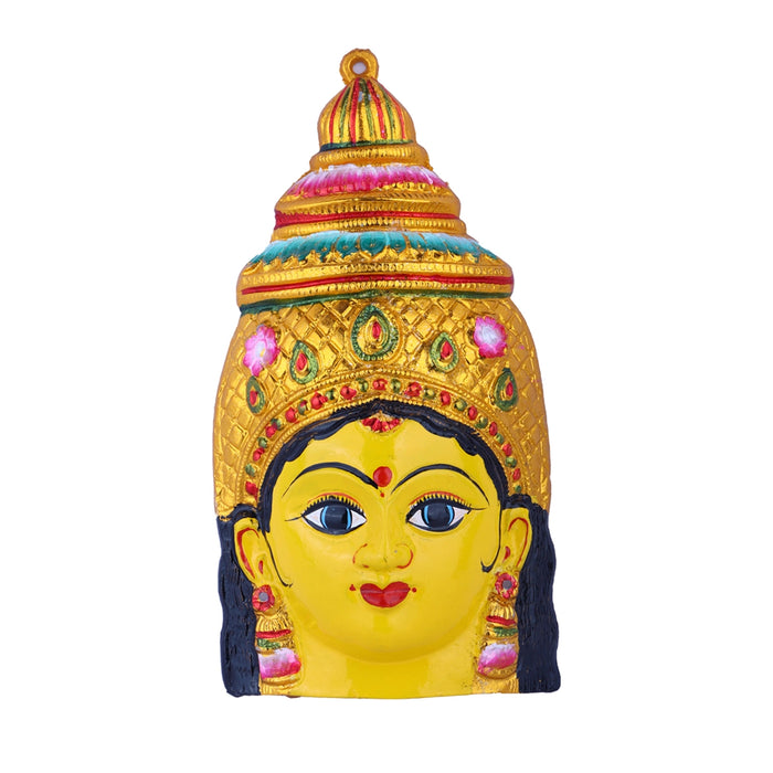 Ammavari Face - 11 x 5.5 Inches | Vara Lakshmi Face/ Yellow Laxmi Devi Face for Deity/ 390 Gms Approx