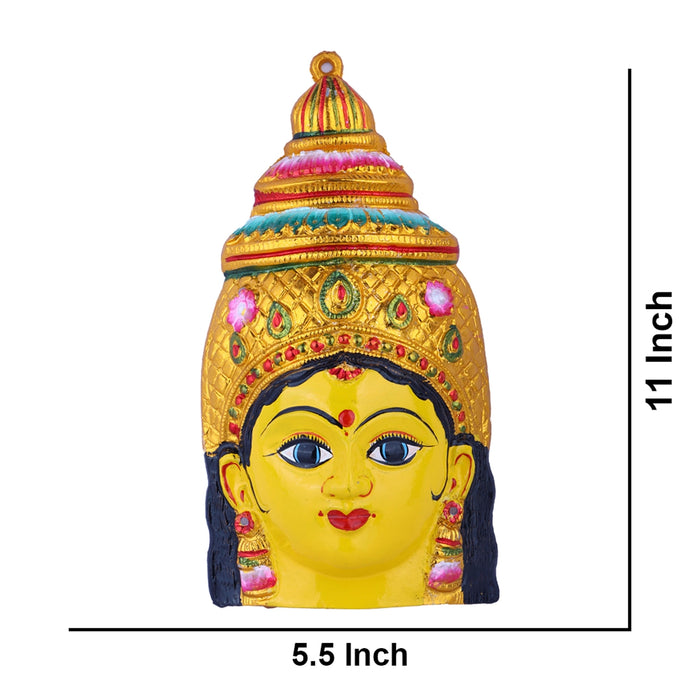 Ammavari Face - 11 x 5.5 Inches | Vara Lakshmi Face/ Yellow Laxmi Devi Face for Deity/ 390 Gms Approx