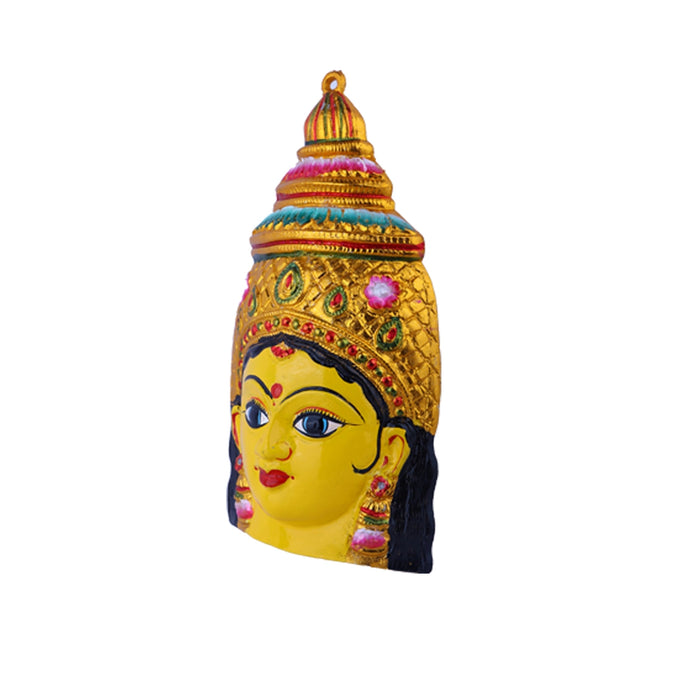 Ammavari Face - 11 x 5.5 Inches | Vara Lakshmi Face/ Yellow Laxmi Devi Face for Deity/ 390 Gms Approx