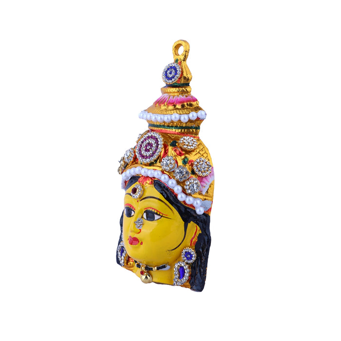 Ammavari Face - 7 x 3.5 Inches | Zinc Vara Lakshmi Face/ Yellow Amman Mugam for Deity/ 120 Gms Approx