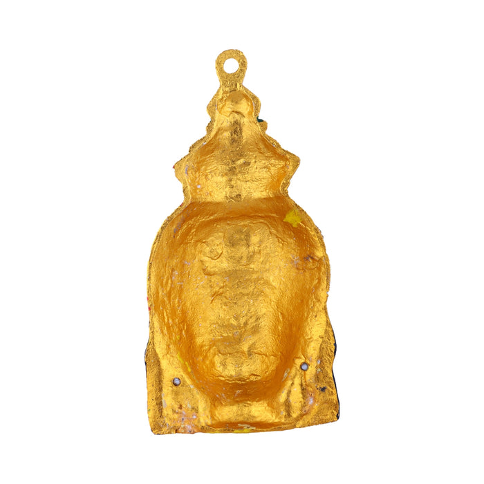 Ammavari Face - 7 x 3.5 Inches | Zinc Vara Lakshmi Face/ Yellow Amman Mugam for Deity/ 120 Gms Approx