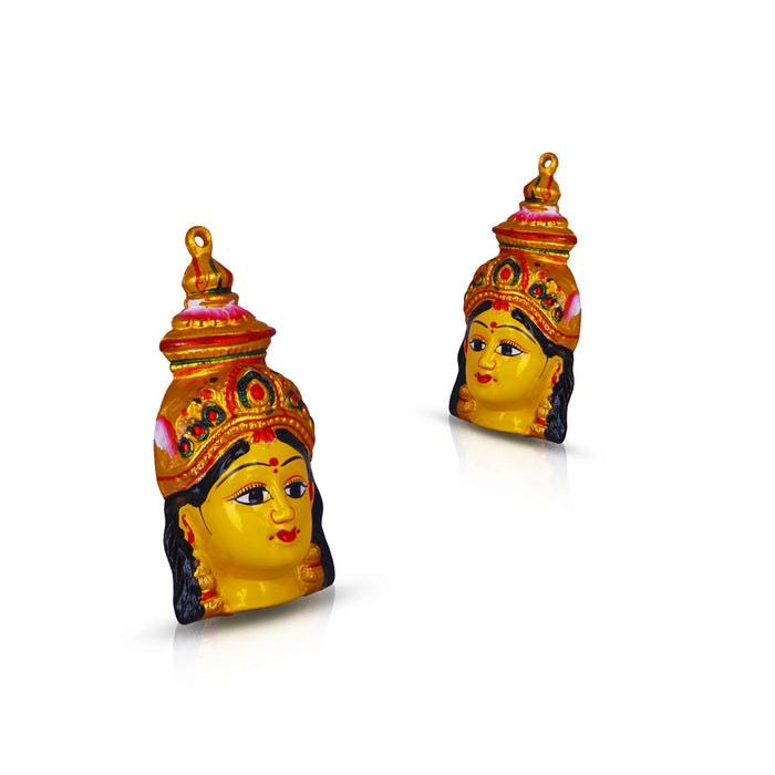 Ammavari Face - 8 x 4 Inches | Vara Lakshmi Face/ Yellow Laxmi Devi Face for Deity/ 140 Gms Approx