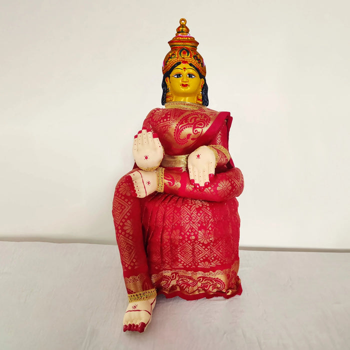 Ammavari Face - 8 x 4 Inches | Vara Lakshmi Face/ Yellow Laxmi Devi Face for Deity/ 140 Gms Approx
