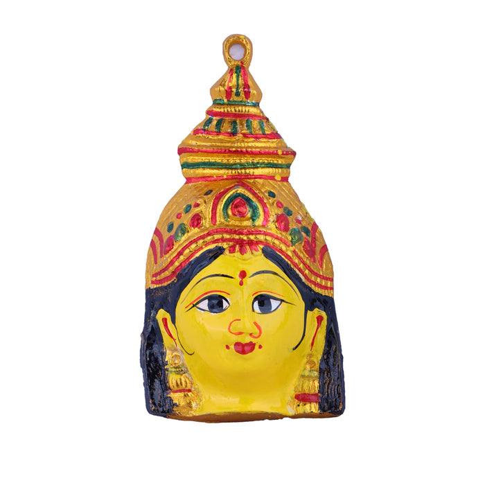 Ammavari Face - 6 x 3 Inches | Zinc Vara Lakshmi Face/ Yellow Amman Mugam for Deity/ 70 Gms Approx