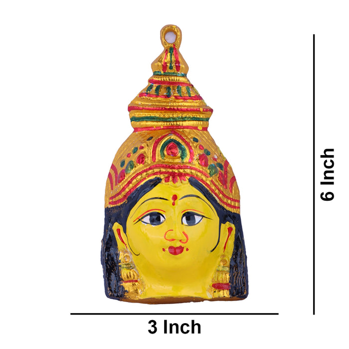 Ammavari Face - 6 x 3 Inches | Zinc Vara Lakshmi Face/ Yellow Amman Mugam for Deity/ 70 Gms Approx