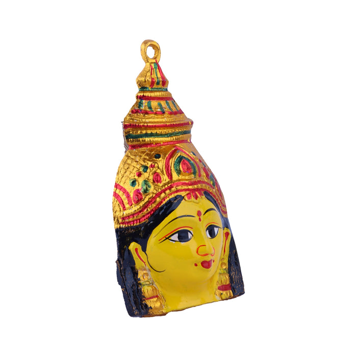 Ammavari Face - 6 x 3 Inches | Zinc Vara Lakshmi Face/ Yellow Amman Mugam for Deity/ 70 Gms Approx