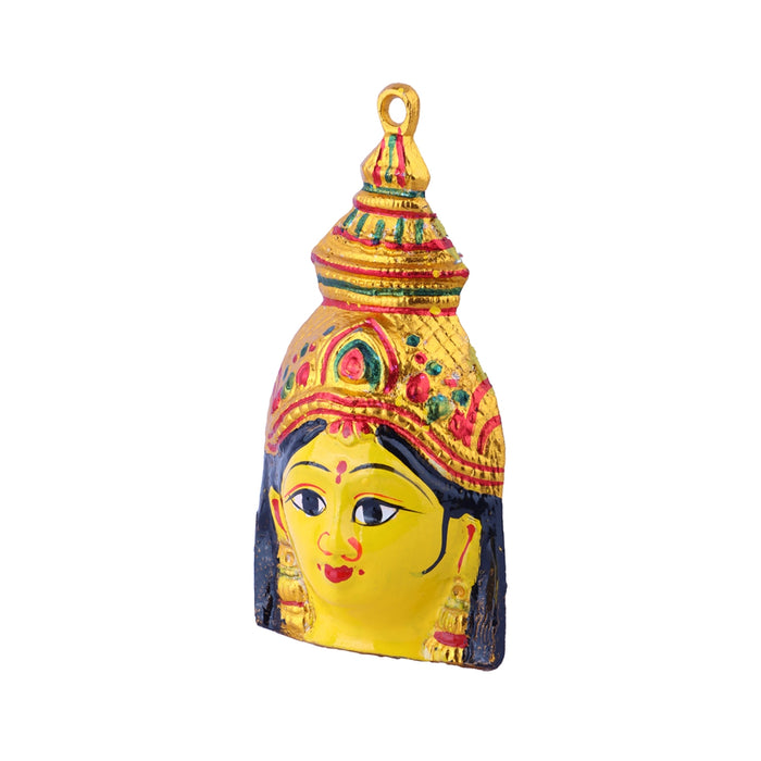 Ammavari Face - 6 x 3 Inches | Zinc Vara Lakshmi Face/ Yellow Amman Mugam for Deity/ 70 Gms Approx