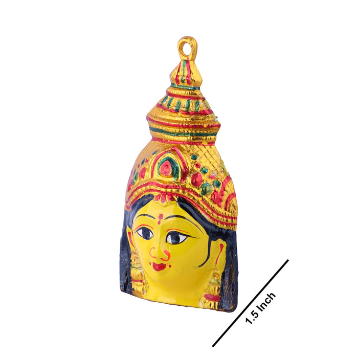 Ammavari Face - 6 x 3 Inches | Zinc Vara Lakshmi Face/ Yellow Amman Mugam for Deity/ 70 Gms Approx