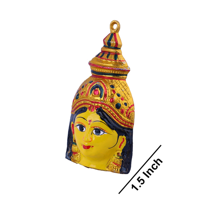 Ammavari Face - 6.5 x 3.25 Inches | Zinc Vara Lakshmi Face/ Yellow Amman Mugam for Deity/ 90 Gms Approx