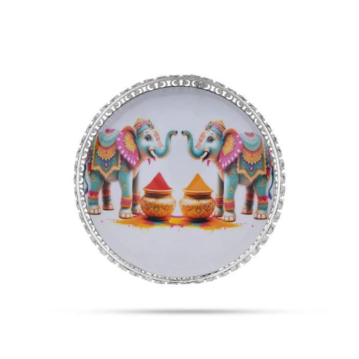 Cow And Calf Design Pichwai Tray With Leg- 2.75 X 10 Inches | Square Shape/ Thali Plate/Decorative Plate For Serving