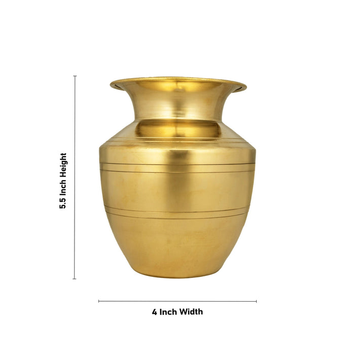 Lota - 5.5 x 4 Inches | Brass Chombu/ Brass Kalash/ Iyengar Vaishnav Pooja Pot for Home