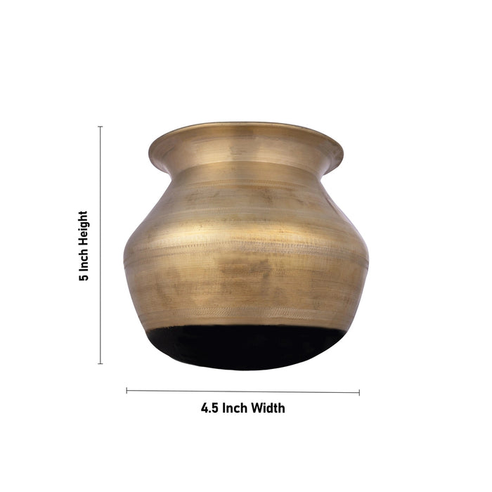 Pongal Pot - 5 X 4.5 Inches | Bronze Pot/ Bronze Kalash/ Traditional Cooking Pot For Pooja & Festive Celebrations