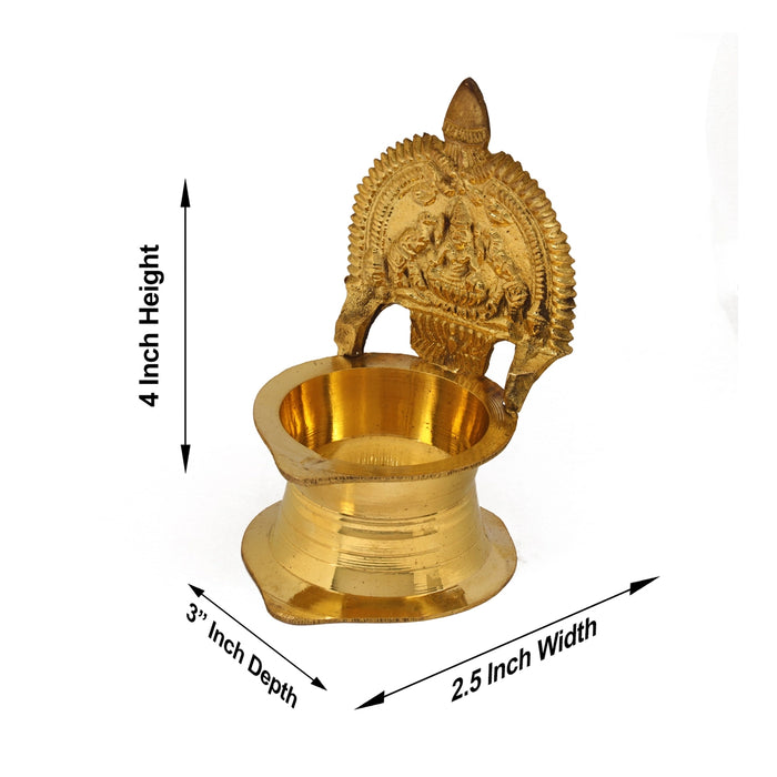 Kamakshi Deepam - 4 x 2.5 Inches | Brass Lamp/ Kamatchi Vilakku/ Kamakshi Vilakku for Pooja