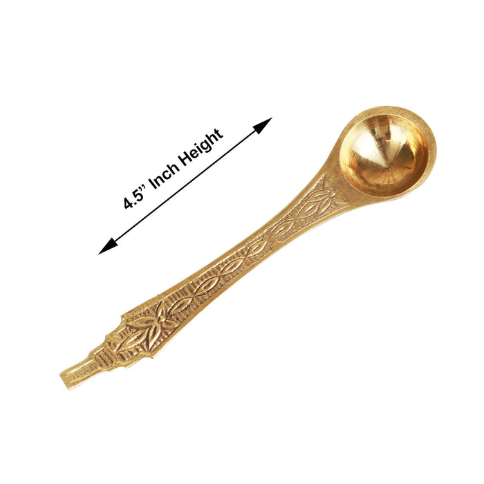 Brass Achmani - 4.5 Inches | Uddharani/ Pali Spoon for Pooja/ 10 Gms Approx