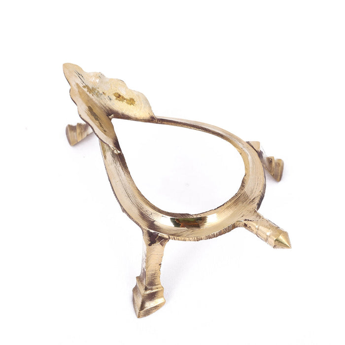 Brass Shankh Stand - 2.5 X 6 Inches | Shankh Rakhne Ka Stand/ Brass Shankh Holder/ Conch Stand For Pooja
