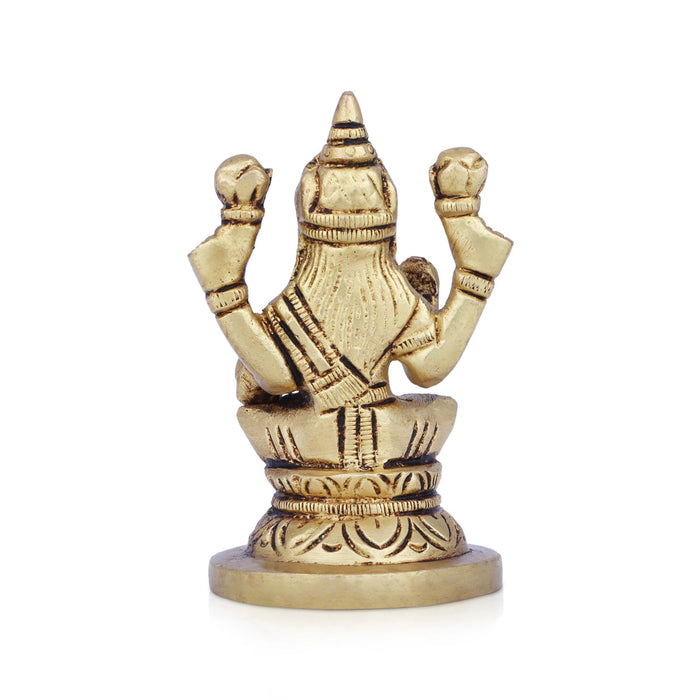 Lakshmi Statue Sitting On Base - 3 x 2 Inches | Lakshmi Idol/ Antique Brass Idol/ Laxmi Idol for Pooja