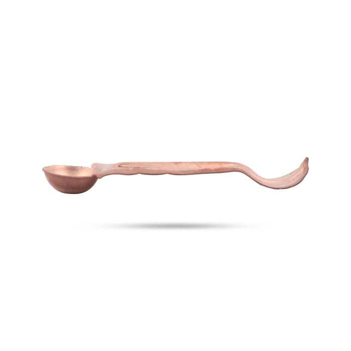 Copper Achmani Spoon - 3.5 Inches | Nagam Handle Uddharani / Pooja Spoon for Home