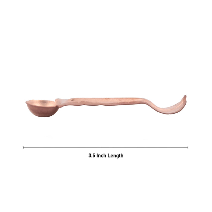 Copper Achmani Spoon - 3.5 Inches | Nagam Handle Uddharani / Pooja Spoon for Home