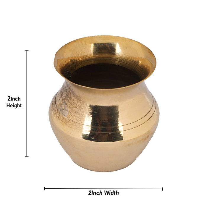 Brass Lota - 2 x 2 Inches | Brass Kalash/ Chombu for Pooja/ 40 Gms Approx