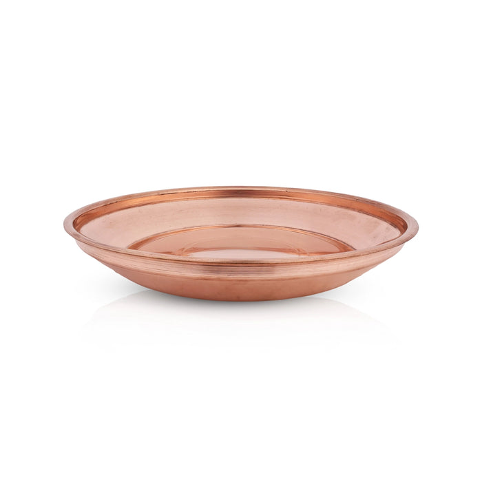 Copper Plate - 11 Inches | Pooja Thali / Round Puja Plate/  Decorative Plate For Pooja Offering