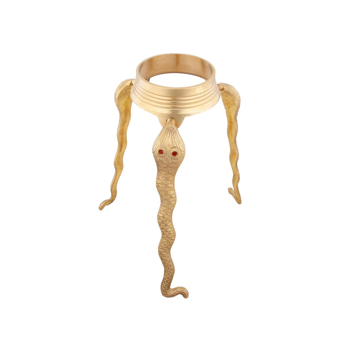 Shivling Jaladhari Stand - 7 x 6 Inches | Nag Design Brass Jaladhari/ Tripai Stand for Pooja