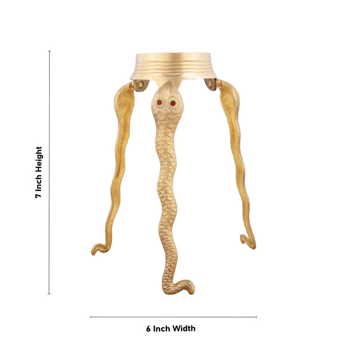 Shivling Jaladhari Stand - 7 x 6 Inches | Nag Design Brass Jaladhari/ Tripai Stand for Pooja