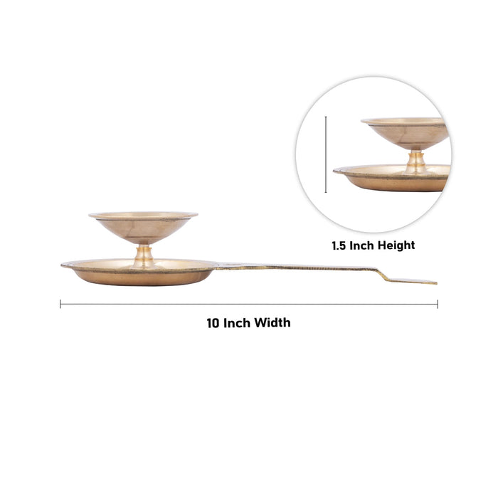 Brass Aarti With Handle - 1.5 x 10 Inches | Palghat Camphor Burner/ Kapoor Dhani/ Karpura Aarti for Pooja