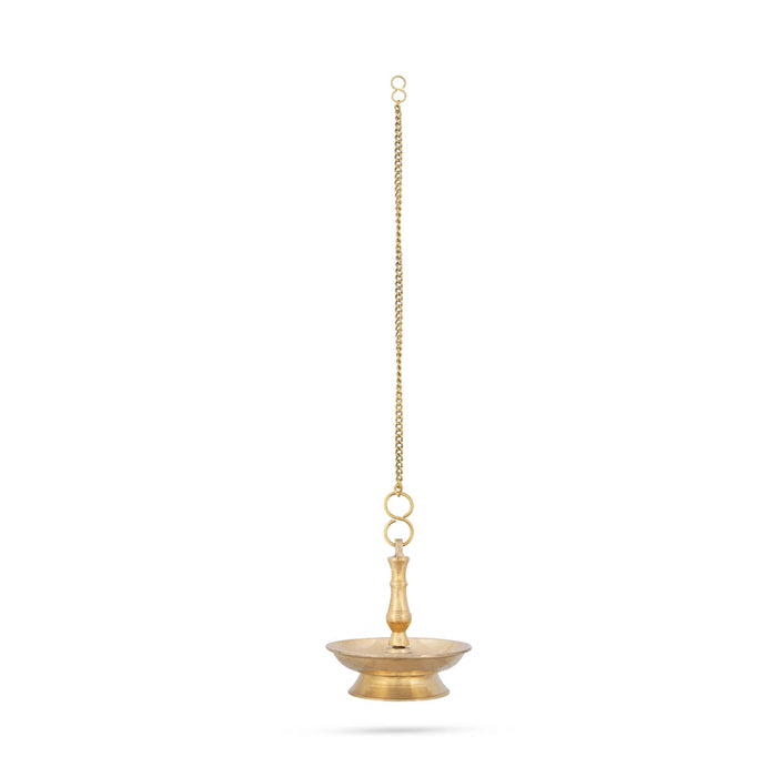 Hanging Lamp With Chain - 4.5 x 4 Inches | Brass Lamp/ Hanging Diya/ Thooku Vilakku for Pooja