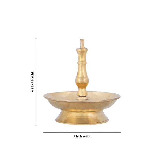 Hanging Lamp With Chain - 4.5 x 4 Inches | Brass Lamp/ Hanging Diya/ Thooku Vilakku for Pooja