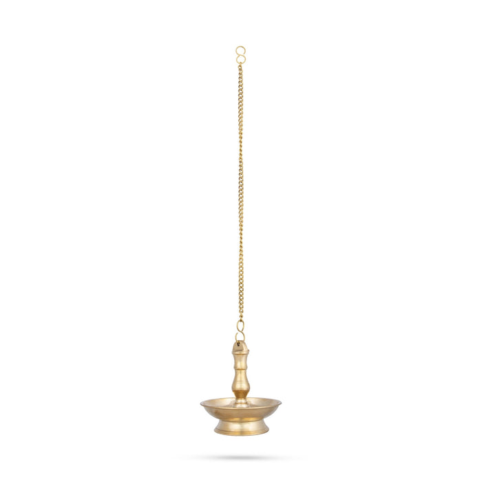 Hanging Lamp With Chain - 5.5 x 4.75 Inches | Brass Lamp/ Hanging Diya/ Thooku Vilakku for Pooja
