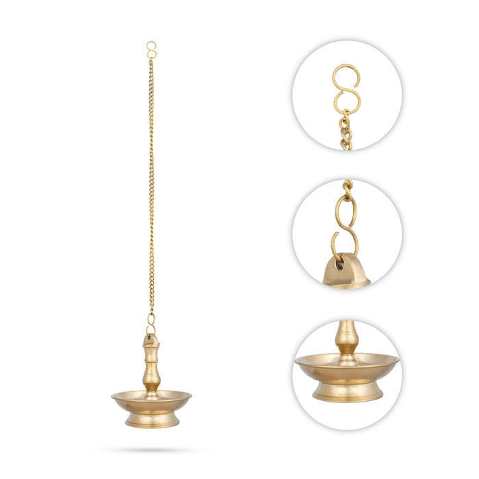 Hanging Lamp With Chain - 5.5 x 4.75 Inches | Brass Lamp/ Hanging Diya/ Thooku Vilakku for Pooja