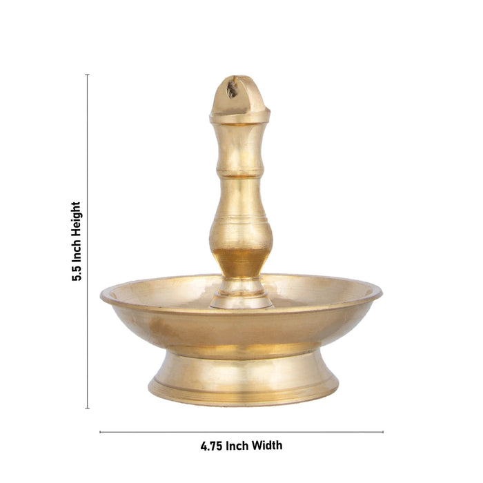 Hanging Lamp With Chain - 5.5 x 4.75 Inches | Brass Lamp/ Hanging Diya/ Thooku Vilakku for Pooja