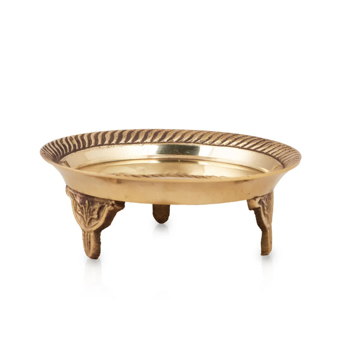 Brass Pin Tray with Base - 1 x 3.25 Inches | Mukkali/ Pooja Stand for Deity/ 90 Gms Approx