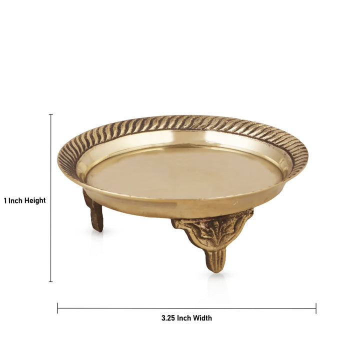 Brass Pin Tray with Base - 1 x 3.25 Inches | Mukkali/ Pooja Stand for Deity/ 90 Gms Approx