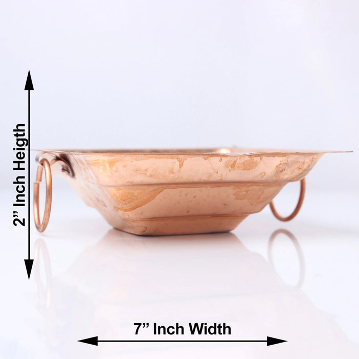 Havan Kund With Handle - 2 x 7 Inches | Hawan Kund/ Copper Agnihotra Without Stand for Pooja