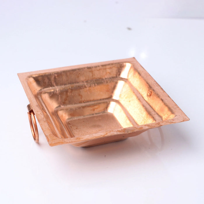 Havan Kund With Handle - 2 x 7 Inches | Hawan Kund/ Copper Agnihotra Without Stand for Pooja
