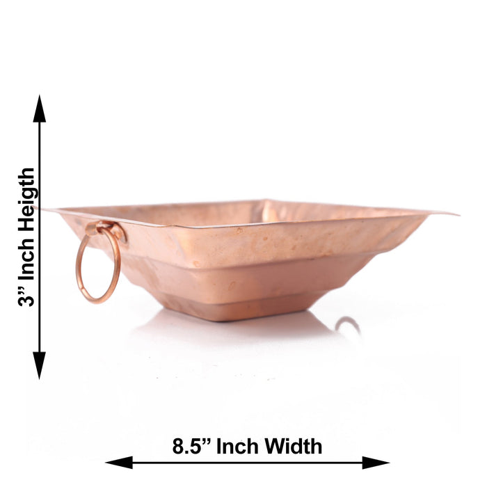 Havan Kund With Handle - 3 x 8.5 Inches | Copper Hawan Kund Without Base/ Homa Kundam for Pooja/ 420 Gms Approx
