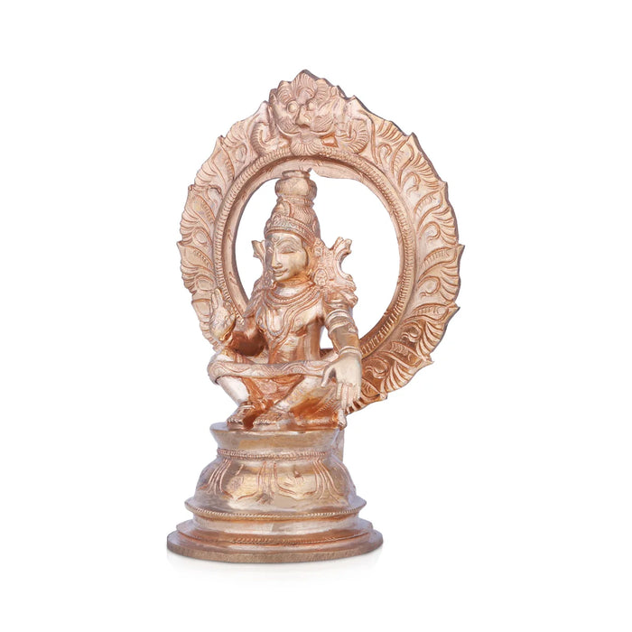 Ayyappan Statue With Arch - 6 x 4.5 Inches | Panchaloha Idol/ Ayyappan Idol/ Ayyappa Vigraham for Pooja/ 800 Gms Approx