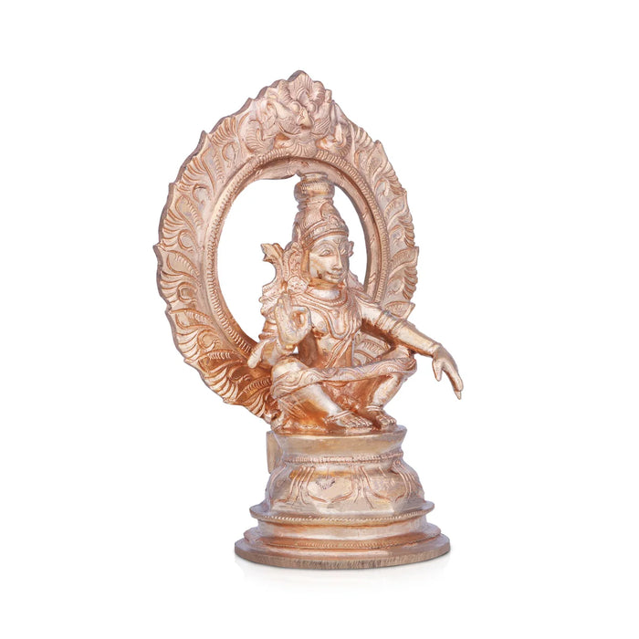 Ayyappan Statue With Arch - 6 x 4.5 Inches | Panchaloha Idol/ Ayyappan Idol/ Ayyappa Vigraham for Pooja/ 800 Gms Approx