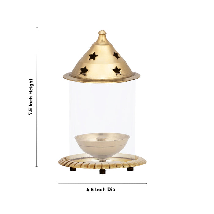 Udupi Lamp - 7.5 x 4.5 Inches | Brass Diya/ Brass Vilakku/ Brass Deepam for Pooja