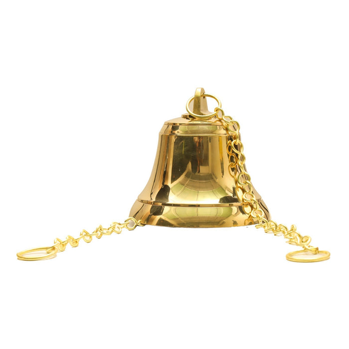 Hanging Bell With Chain - 6 x 5 Inches | Brass Bell/ Temple Bell/ Pooja Bell for Hanging